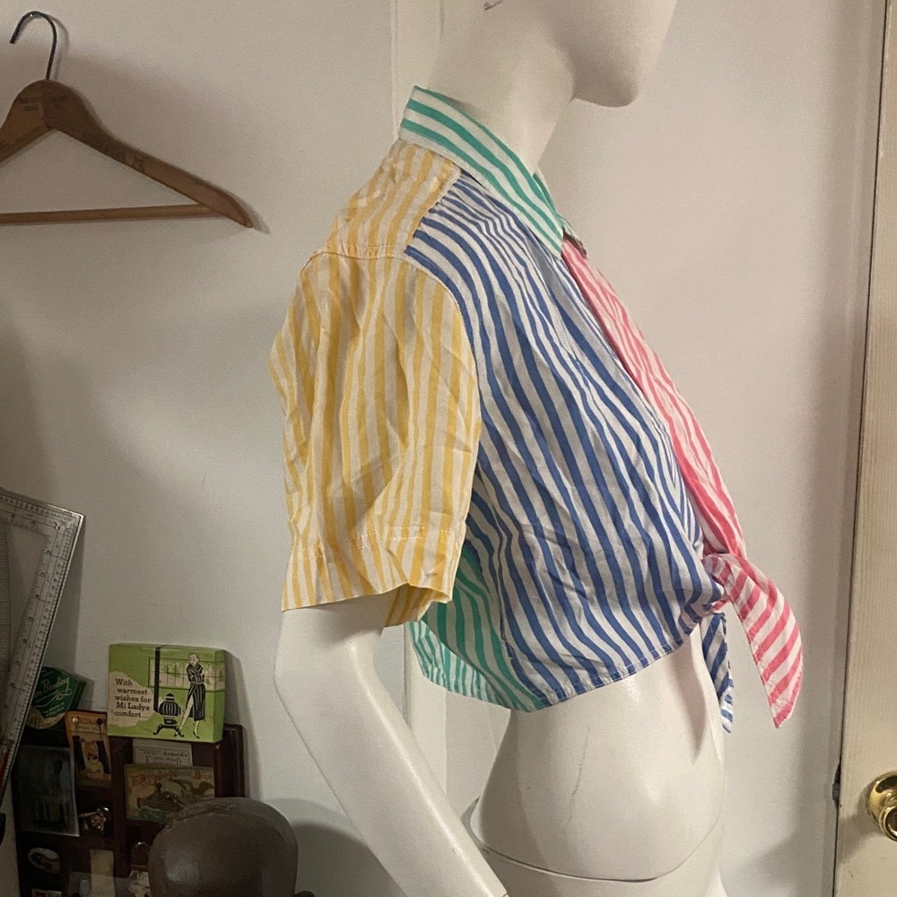 Liz Wear 90s Striped Multicolor Button-Up Shirt - Picture 4 of 7